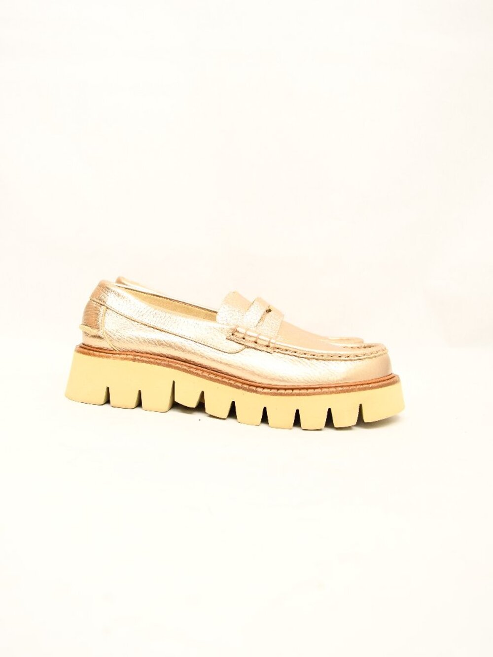 $650 Pedro Garcia Sebas Lug Penny Loafer CHUNKY WHITE GOLD LEATHER 37.5 (DB16) - Picture 2 of 7